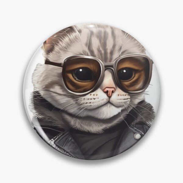 Item preview, A brutal cat in glasses and a leather jacket designed and sold by SOVA-STYLE.