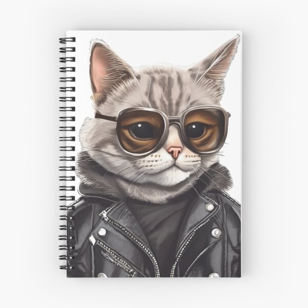 Item preview, A brutal cat in glasses and a leather jacket designed and sold by SOVA-STYLE.