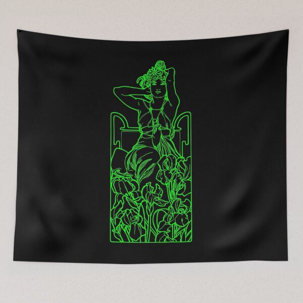 Item preview, Alphonse Mucha Amethyste Glow Green Neon designed and sold by lachataigne.