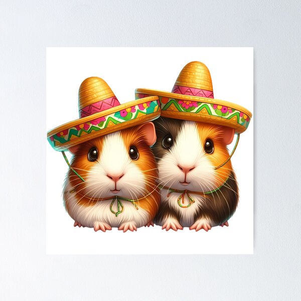 Item preview, Two guinea pigs with sombreros designed and sold by CreativeSparkzz.