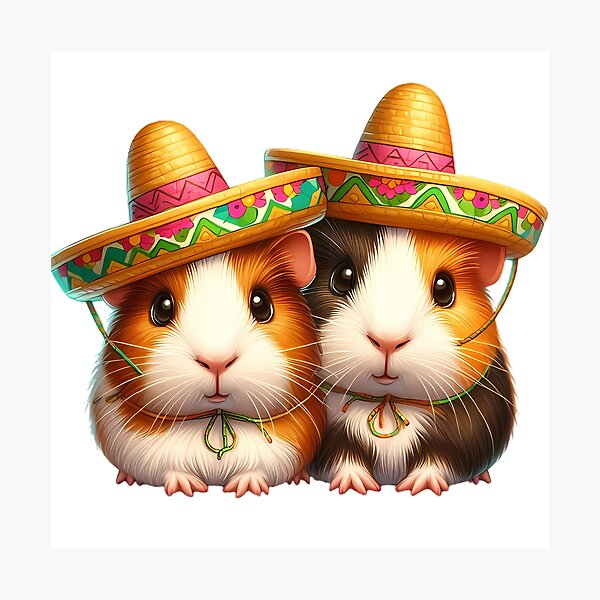Item preview, Two guinea pigs with sombreros designed and sold by CreativeSparkzz.