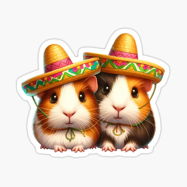 Item preview, Two guinea pigs with sombreros designed and sold by CreativeSparkzz.