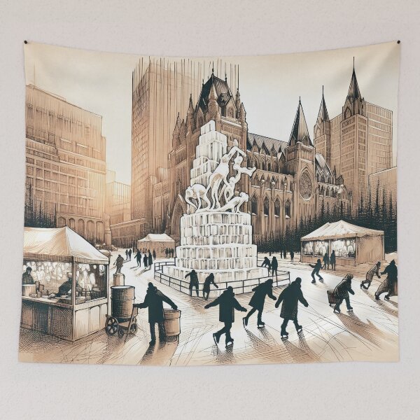 Item preview, Cityscape Winter Bliss Illustration designed and sold by PictorialWhimsy.