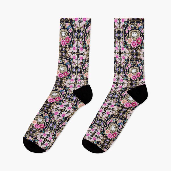 Artikelvorschau, Feminines und kokettes, juwelenbesetztes rosa Blumenmuster entworfen und verkauft von Roxburylane.