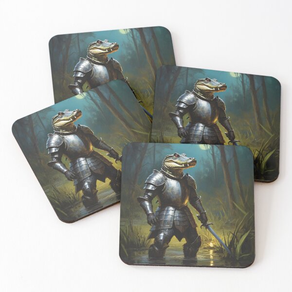 Item preview, Alligator knight standing in the swamp with sword in hand. Animal knights - paintings series. designed and sold by twisted-dot.