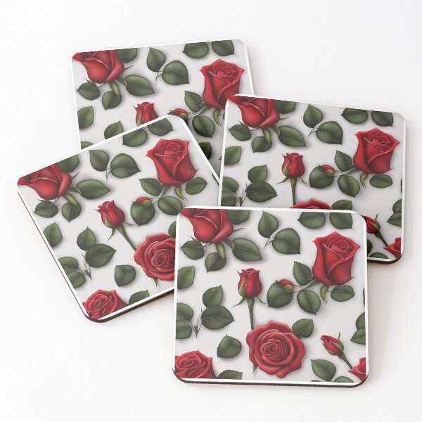 Item preview, Red Rose (wallpaper-style design with white background) designed and sold by PhotoDesignNZ.