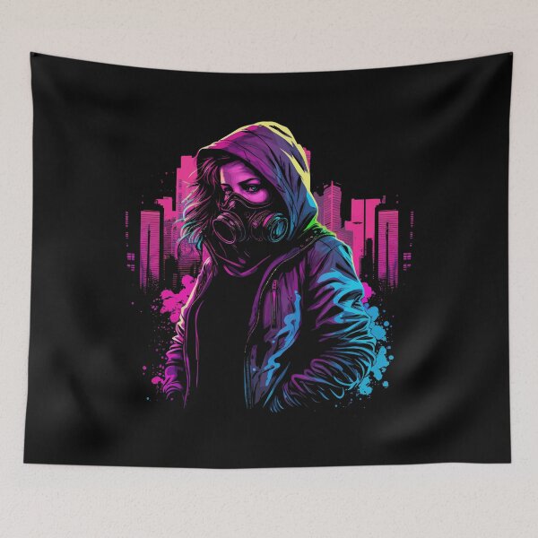 Item preview, Gas Mask Girl Synthwave Aesthetic designed and sold by halleinstyle.