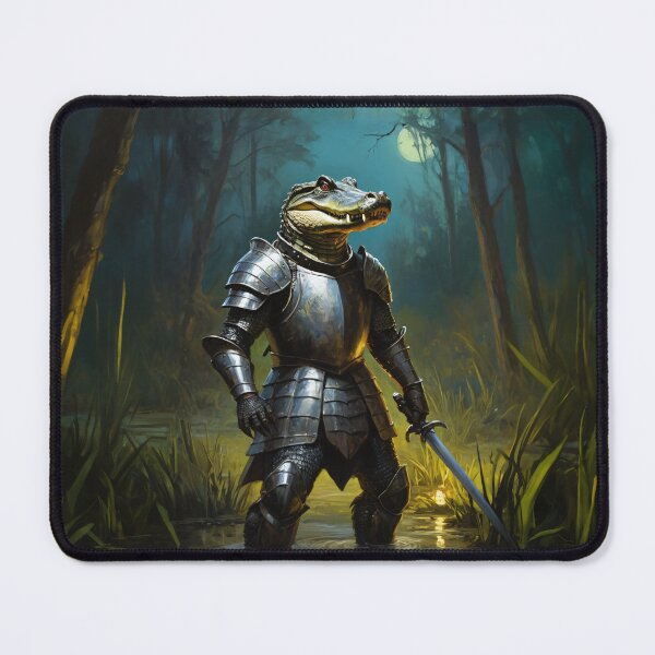 Item preview, Alligator knight standing in the swamp with sword in hand. Animal knights - paintings series. designed and sold by twisted-dot.