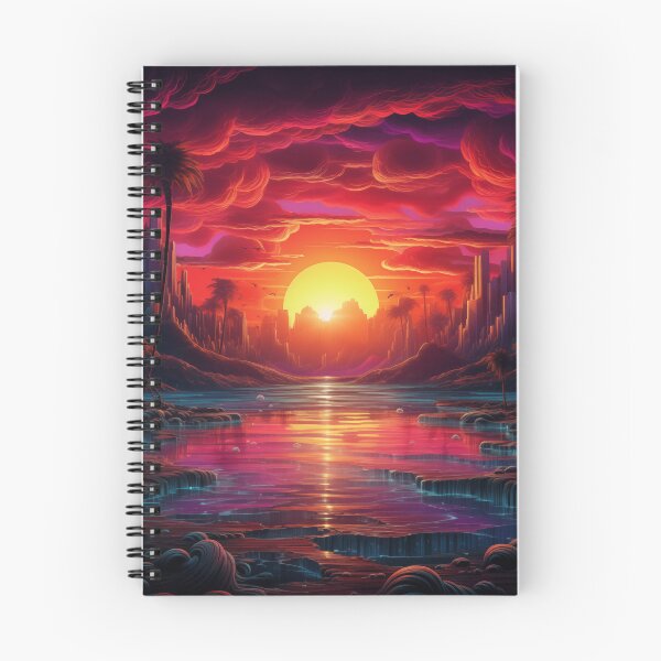 Item preview, Sunset Over Water - Neon Cyber Landscape designed and sold by Kitty Nut House.