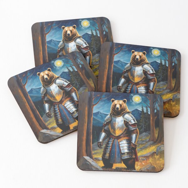 Item preview, Bear knight in the mountain forest. Animal knights - paintings series. designed and sold by twisted-dot.