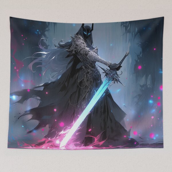 Item preview, Fantasy Neon Sword Armored Warrior designed and sold by bubblegoth.