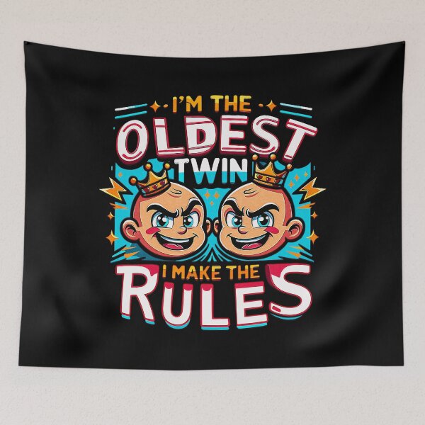 Item preview, Oldest Twin Authority Tee: Playful Rules & Twin Bond Humor. designed and sold by momoworlddesign.