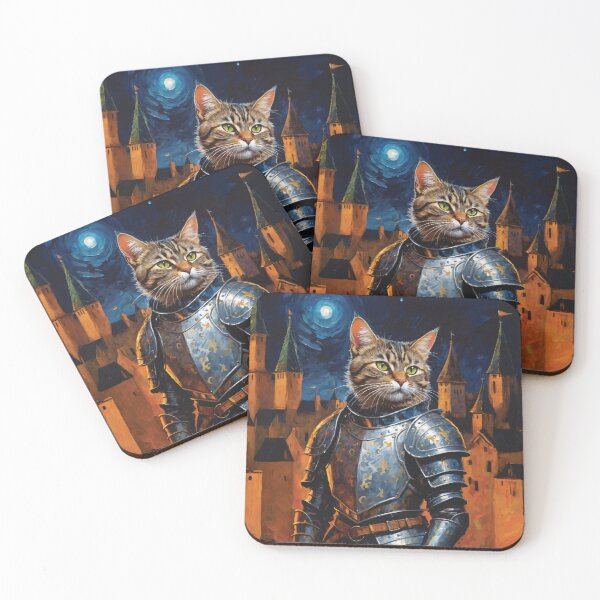 Item preview, Cat knight with the castle in background. Animal knights - paintings series. designed and sold by twisted-dot.
