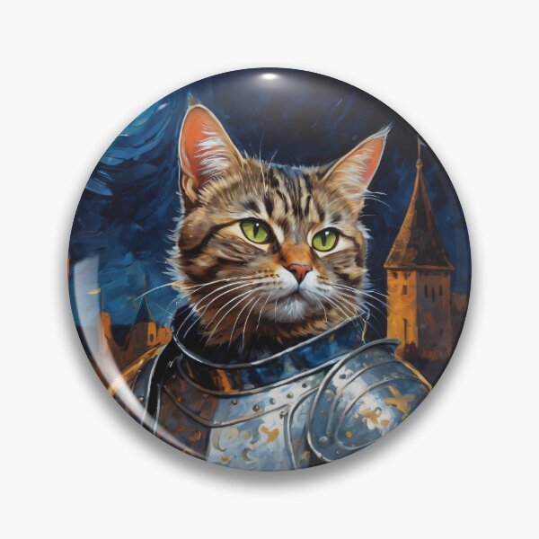 Item preview, Cat knight with the castle in background. Animal knights - paintings series. designed and sold by twisted-dot.
