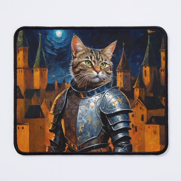 Item preview, Cat knight with the castle in background. Animal knights - paintings series. designed and sold by twisted-dot.