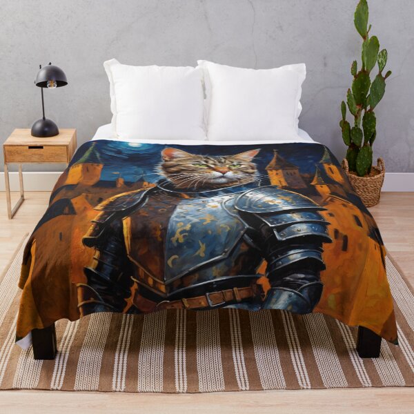 Item preview, Cat knight with the castle in background. Animal knights - paintings series. designed and sold by twisted-dot.