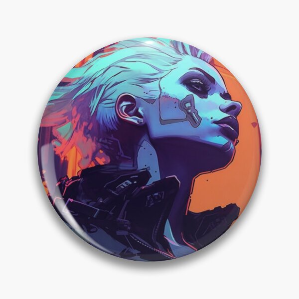 Item preview, Cyberpunk Girl On Colorful Neon Background designed and sold by Nightarcade.