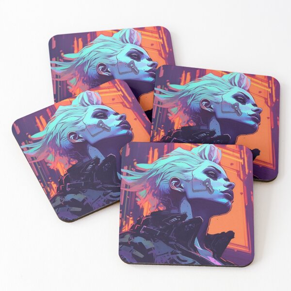 Item preview, Cyberpunk Girl On Colorful Neon Background designed and sold by Nightarcade.