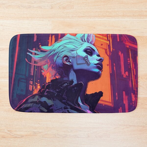 Item preview, Cyberpunk Girl On Colorful Neon Background designed and sold by Nightarcade.