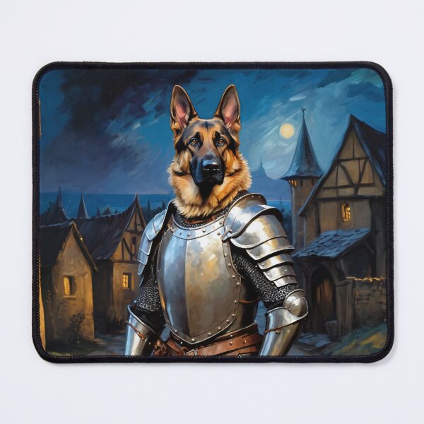 Item preview, Dog knight in the medieval village. Animal knights - paintings series. designed and sold by twisted-dot.