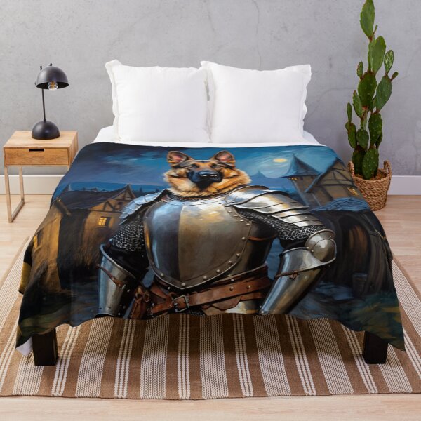 Item preview, Dog knight in the medieval village. Animal knights - paintings series. designed and sold by twisted-dot.