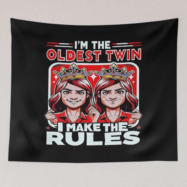 Item preview, Oldest Twin Authority Tee: Playful Rules & Twin Bond Humor. designed and sold by momoworlddesign.