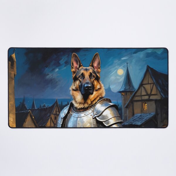 Item preview, Dog knight in the medieval village. Animal knights - paintings series. designed and sold by twisted-dot.