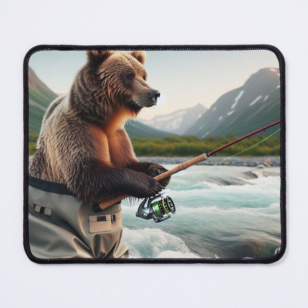 Item preview, Bear wearing waders fishing designed and sold by ThePepper603.