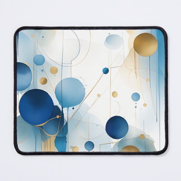 Aperçu de l'œuvre Formes abstraites Art géométrique ~ Planètes et dans l’espace ~ Peinture de cercles bleus et dorés texturés 8 créée et vendue par Neon-Wolf.