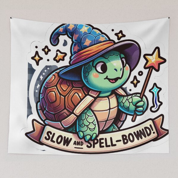 Item preview, Whimsical Wizard Turtle Sticker - Slow and Spell-Bound Magic! designed and sold by The-Library.