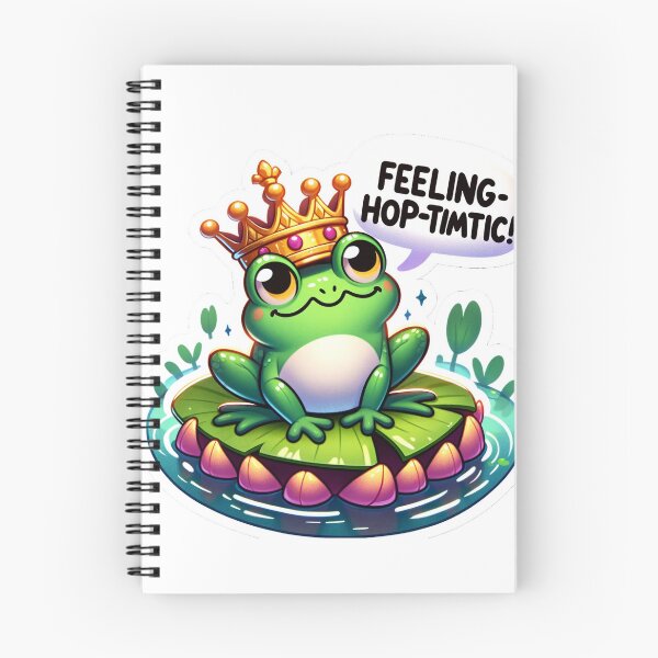 Aperçu de l'œuvre Whimsical Frog with Crown Sticker - Feeling Hop-timistic! créée et vendue par The-Library.