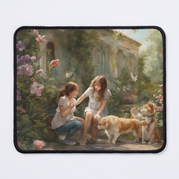 Item preview, Girls playing with dogs in the park designed and sold by abdelaziz0.