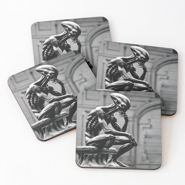 Item preview, Alien in The Thinker Pose, Introverted Alien designed and sold by IsntThatNiche.
