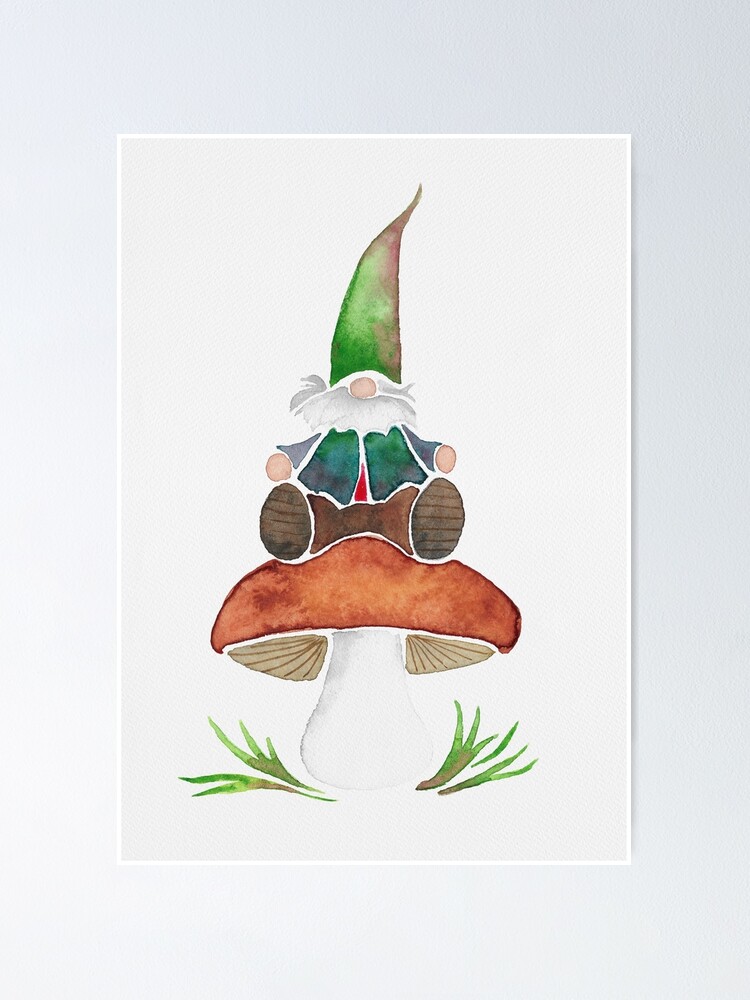 “Gnome sitting on a mushroom” Poster for Sale by AgAnnShop | Redbubble