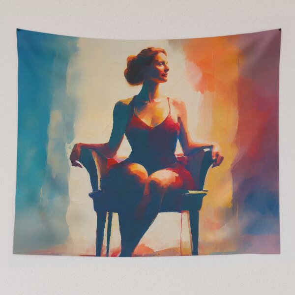Item preview, young woman seating at the chair  designed and sold by Lefteris Betsis.