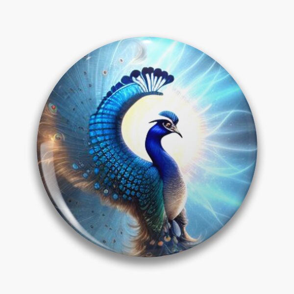 Item preview, Beautiful Golden Blue Glowing Sky Peacock designed and sold by TheDarkWardrobe.