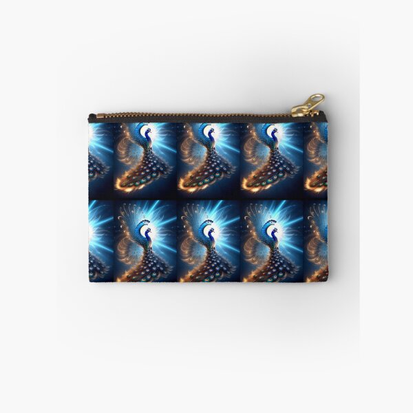 Item preview, Beautiful Golden Blue Glowing Sky Peacock designed and sold by TheDarkWardrobe.