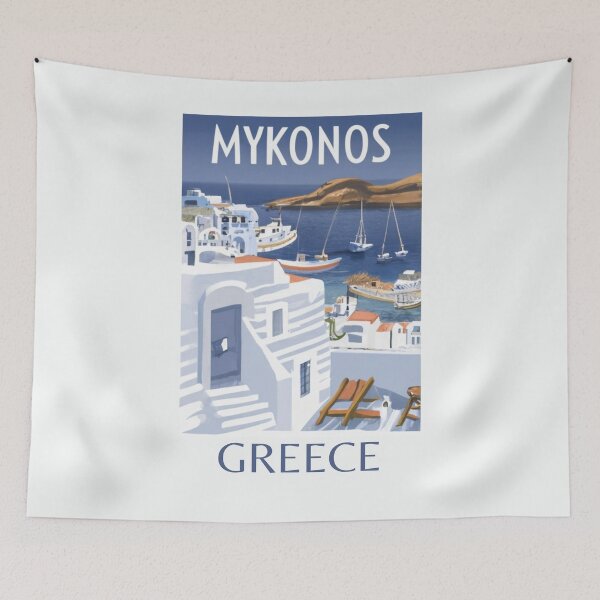 Item preview, A Watercolor Illustration of Mykonos - Greece designed and sold by Sketch-Shack.