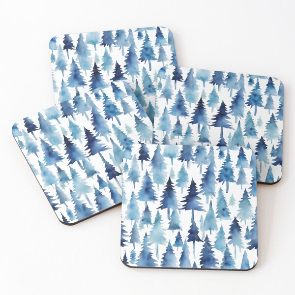 Item preview, Blue Watercolor Fir Tree Forest designed and sold by GypsyGarou.