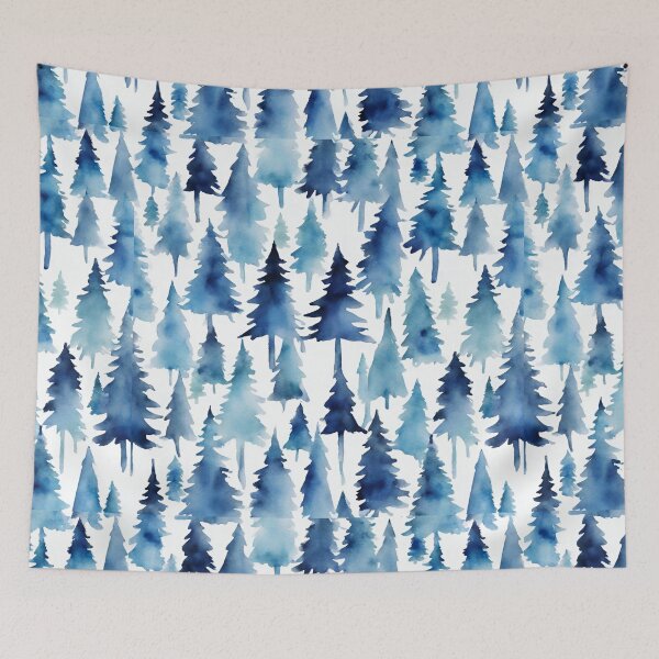Item preview, Blue Watercolor Fir Tree Forest designed and sold by GypsyGarou.