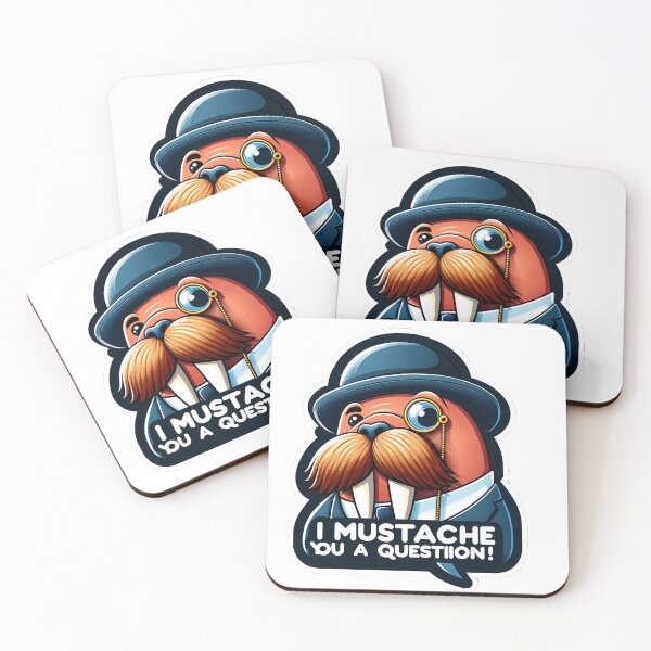Item preview, Witty Walrus Mustache Sticker - I Mustache You a Question! designed and sold by The-Library.