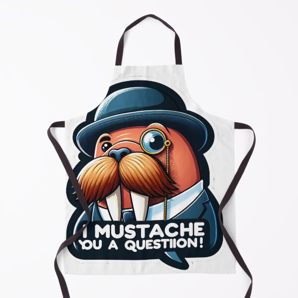 Artikelvorschau, Witty Walrus Mustache Sticker - I Mustache You a Question! entworfen und verkauft von The-Library.