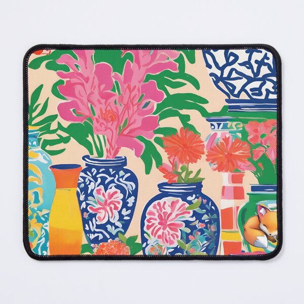 Item preview, Modern chinoiserie jars and peonies on peach background designed and sold by SophieClimaArt.