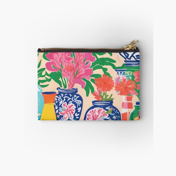 Item preview, Modern chinoiserie jars and peonies on peach background designed and sold by SophieClimaArt.
