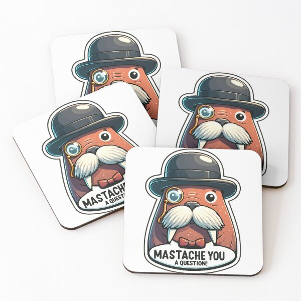 Item preview, Witty Walrus Mustache Sticker - I Mustache You a Question! designed and sold by The-Library.