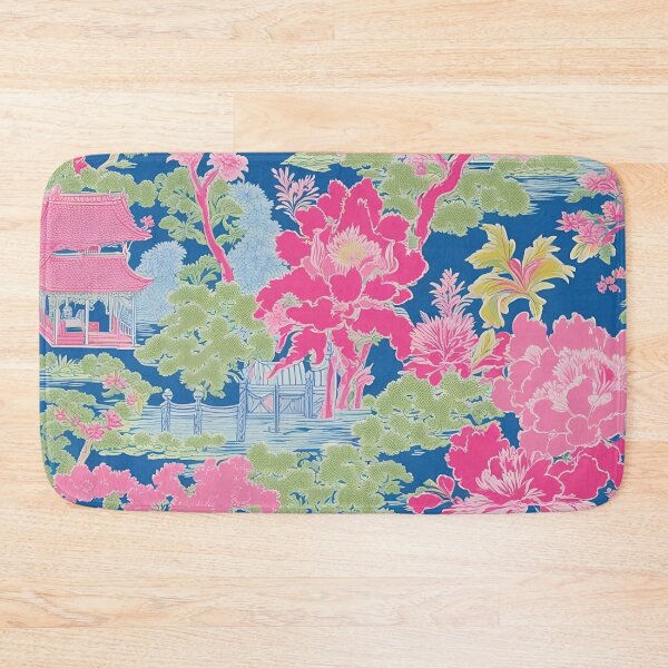 Item preview, Preppy chinoiserie pagoda garden toile de jouy designed and sold by SophieClimaArt.