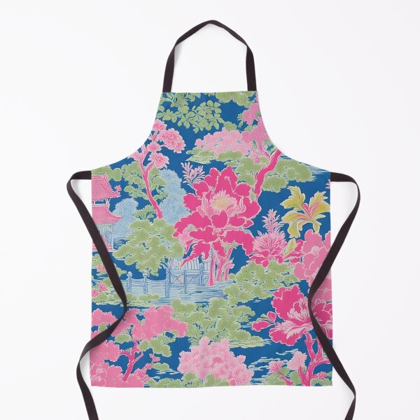 Artikelvorschau, Preppy Chinoiserie-Pagodengarten-Toile de Jouy entworfen und verkauft von SophieClimaArt.