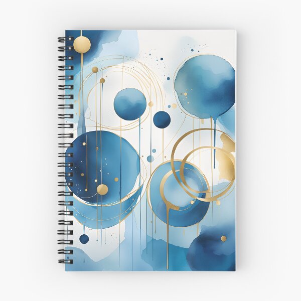 Item preview, Abstract Shapes Geometric Art ~ Planets and in Space ~ Textured Blue and Gold Circles Painting 9 designed and sold by Neon-Wolf.