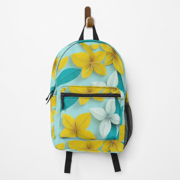 Vista previa del artículo con la obra «Patrón sin fisuras de flores de Frangipani amarillas y rodajas de carambola sobre un fondo azul claro», diseñado y vendido por Phutharesuan Wachirapisut.