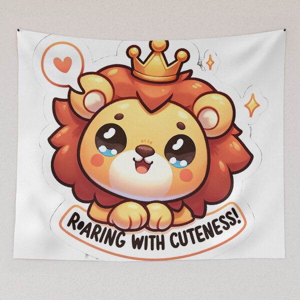 Item preview, Charming Lion Cub Crown Sticker - Roaring with Cuteness! designed and sold by The-Library.